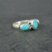 Vintage Sterling 3 Stone Turquoise Ring Size 7