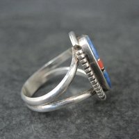 Vintage Sterling Inlay Ring Size 7 Southwestern Silver
