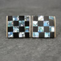 Vintage Opal and Onyx Inlaid Cufflinks
