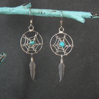 Vintage Dreamcatcher Earrings Sterling Silver