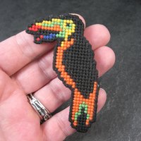 Vintage Cross Stitch Toucan Brooch Pin