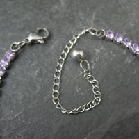 Estate Stainless Steel Purple Cz Tennis Bracelet 7-10"