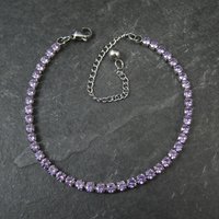 Estate Stainless Steel Purple Cz Tennis Bracelet 7-10"
