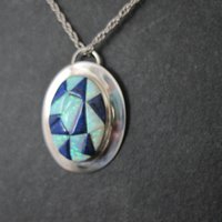 Southwestern Lapis Lazuli Opal Inlay Pendant Necklace