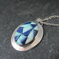 Southwestern Lapis Lazuli Opal Inlay Pendant Necklace