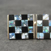 Vintage Opal and Onyx Inlaid Cufflinks