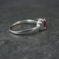 Estate Sterling Ruby Solitaire Ring Size 8