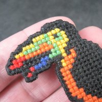 Vintage Cross Stitch Toucan Brooch Pin