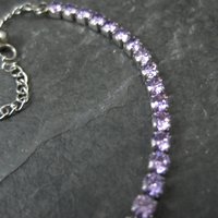 Estate Stainless Steel Purple Cz Tennis Bracelet 7-10"