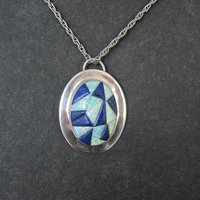 Southwestern Lapis Lazuli Opal Inlay Pendant Necklace