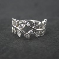 Estate Sterling Leaf Vine Ring Size 7