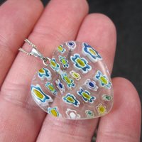 Vintage Millefiori Heart Pendant Necklace