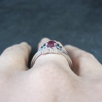 Estate Sterling Ruby Solitaire Ring Size 8