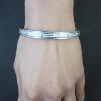 Vintage Diamond Cut Sterling Bangle Bracelet 6.75 Inches