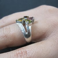 Multi Colored Tourmaline Ring Size 6 Sterling Silver