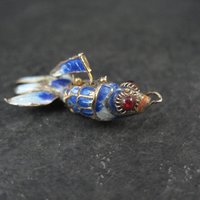 Vintage Blue Enamel Koi Fish Pendant Charms
