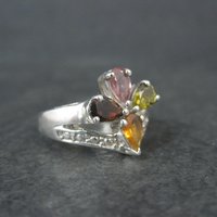 Multi Colored Tourmaline Ring Size 6 Sterling Silver