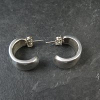 Vintage Inlaid Half Hoop Earrings Sterling Silver Coleman Company