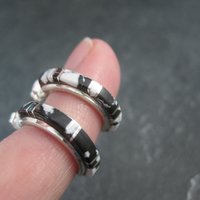 Sterling and White Buffalo Inlay Half Hoop Earrings 3/4"