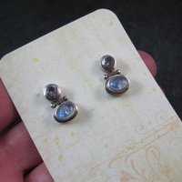 Vintage Amethyst and Rainbow Moonstone Earrings