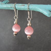 Simple Sterling Pink Cats Eye Earrings