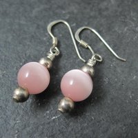Simple Sterling Pink Cats Eye Earrings