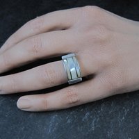 Vintage Sterling Mother of Pearl Inlay Ring Size 7