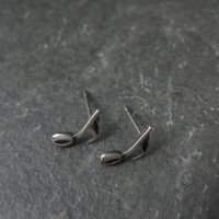 Tiny Sterling Semiquaver Stud Earrings Vintage Music Notes