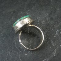 Chunky Sterling Silver Turquoise Ring Size 9 Adjustable
