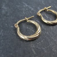Tiny Gold Hoop Earrings 14mm 10K Gold Filled New Old Stock