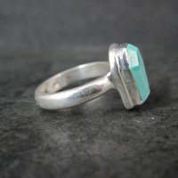 Turquoise Coffin Ring Sterling Silver Size 6.5