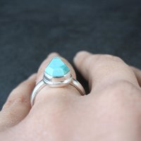 Turquoise Coffin Ring Sterling Silver Size 6.5