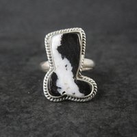 Zebra Jasper Boot Ring in Sterling Silver Size 10 Southwestern