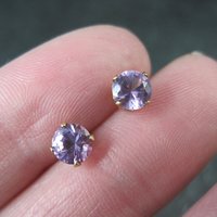 Vintage 5mm Amethyst Stud Earrings 14K Gold Filled New Old Stock
