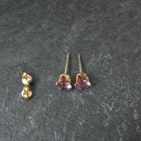 Vintage 5mm Amethyst Stud Earrings 14K Gold Filled New Old Stock