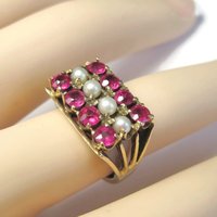 Antique 10K Ruby and Pearl Ring Size 6