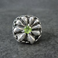 Vintage Sterling Peridot Flower Ring Size 6 Estate Silver