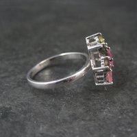 Multi Colored Tourmaline Ring Size 7 Sterling Silver