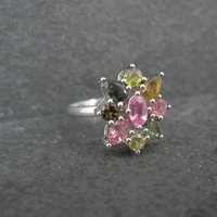 Multi Colored Tourmaline Ring Size 7 Sterling Silver