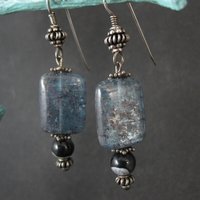Long Sterling Silver Kyanite Earrings