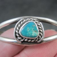 Navajo Child's Turquoise Cuff Bracelet 4.25" Sterling Silver