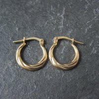 Tiny Gold Hoop Earrings 14mm 10K Gold Filled New Old Stock