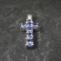 Small Sterling Tanzanite Cross Pendant