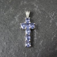 Small Sterling Tanzanite Cross Pendant
