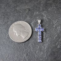 Small Sterling Tanzanite Cross Pendant