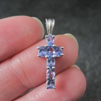 Small Sterling Tanzanite Cross Pendant