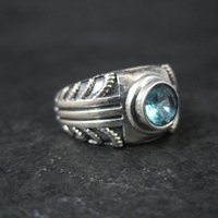 Vintage Sterling Silver Blue Topaz Ring Size 8
