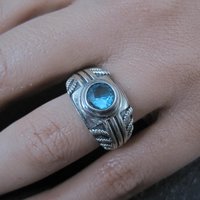 Vintage Sterling Silver Blue Topaz Ring Size 8