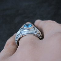 Vintage Sterling Silver Blue Topaz Ring Size 8