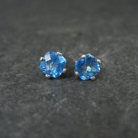 Sterling Silver Cushion Cut Blue Topaz Stud Earrings